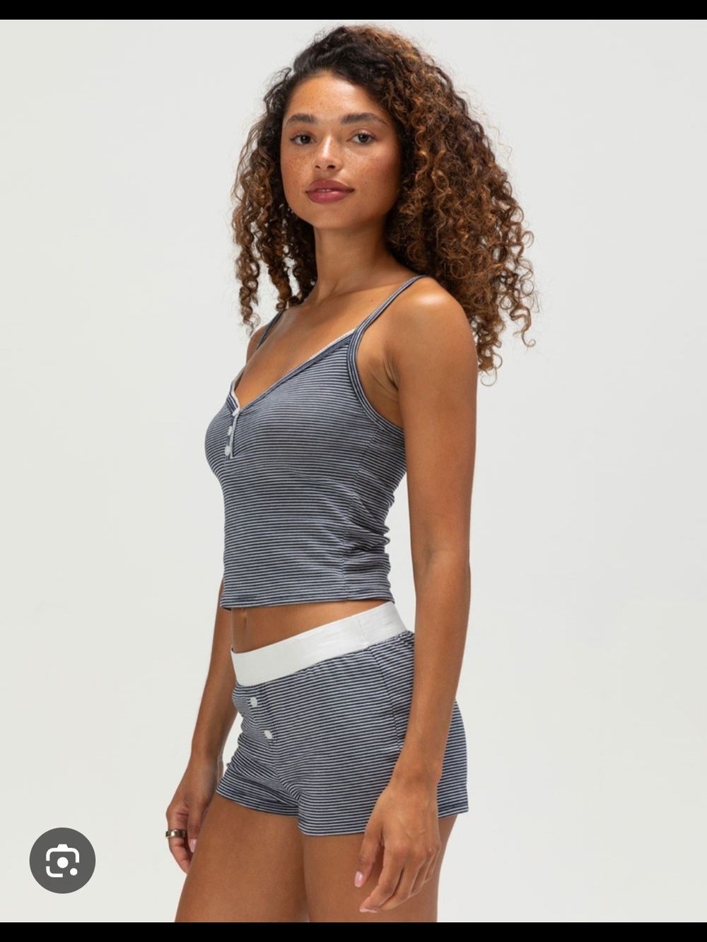 Full Tilt Navy and White Striped Cami & Shorts Sleep Set
